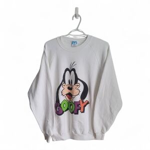 Vintage 80's 90's Disney White Goofy Men's Crewneck Sweater